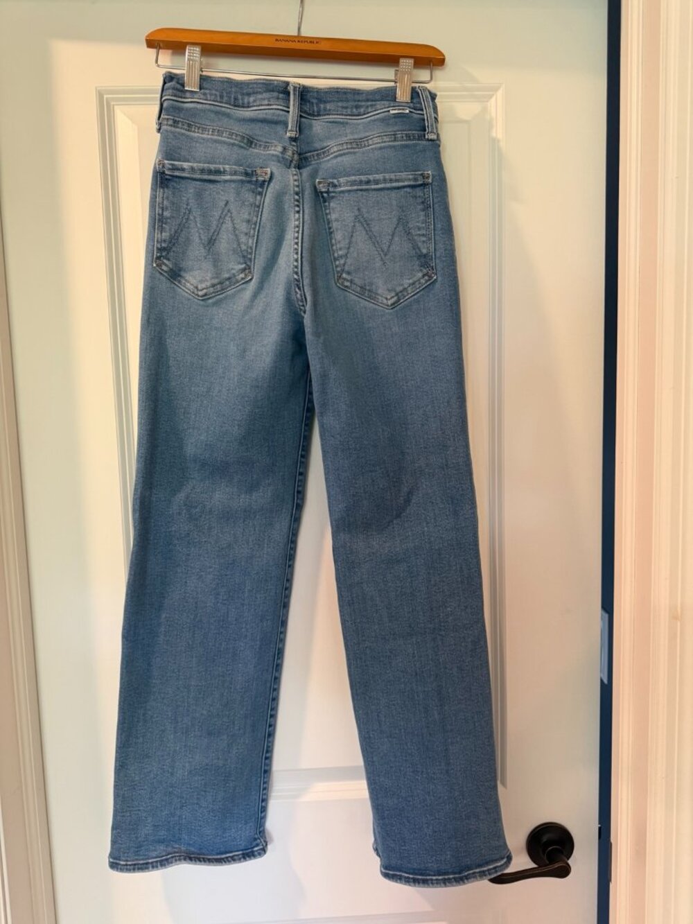 MOTHER Rambler Zip Flood Jeans Out of the Blue High Rise Wide Leg